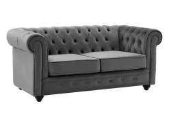 Tweezitsbank Van Antracietkleurig Velours Chesterfield