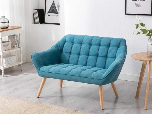 Tweezitsbank Van Stof Caserta - Blauw