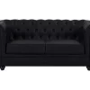 Tweezitsbank Van Zwart Kunstleer Chesterfield