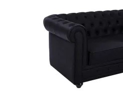 Tweezitsbank Van Zwart Kunstleer Chesterfield