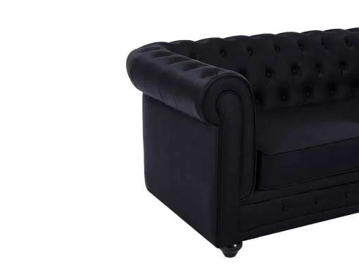Tweezitsbank Van Zwart Kunstleer Chesterfield