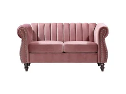 Tweezits-Chesterfield-Bank Van Oudroze Velours Trumbo