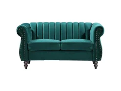 Tweezits-Chesterfield-Bank Van Smaragdgroen Velours Trumbo