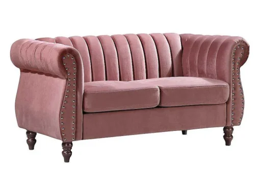 Tweezits-Chesterfield-Bank Van Oudroze Velours Trumbo