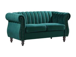 Tweezits-Chesterfield-Bank Van Smaragdgroen Velours Trumbo