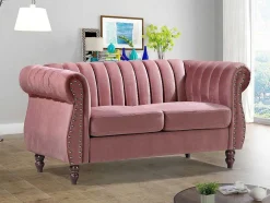Tweezits-Chesterfield-Bank Van Oudroze Velours Trumbo