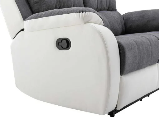 Tweezits-Relaxbank Van Microvezel En Grijs En Wit Kunstleer Brody