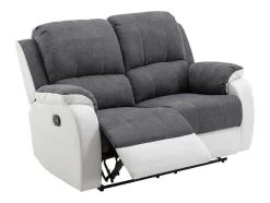 Tweezits-Relaxbank Van Microvezel En Grijs En Wit Kunstleer Brody