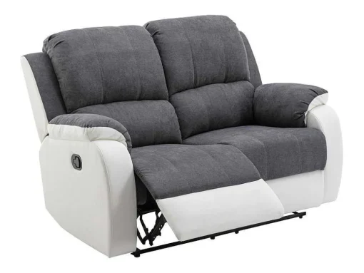 Tweezits-Relaxbank Van Microvezel En Grijs En Wit Kunstleer Brody