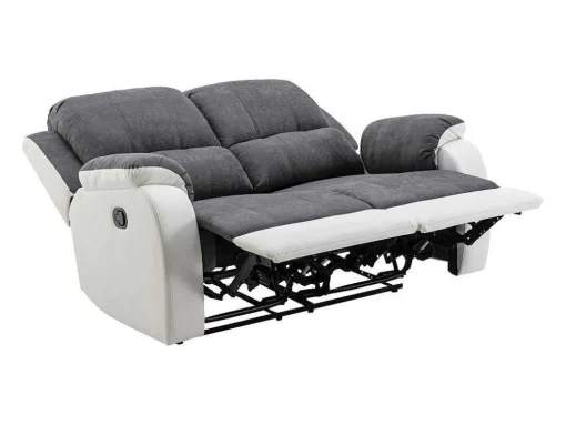 Tweezits-Relaxbank Van Microvezel En Grijs En Wit Kunstleer Brody