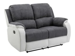 Tweezits-Relaxbank Van Microvezel En Grijs En Wit Kunstleer Brody