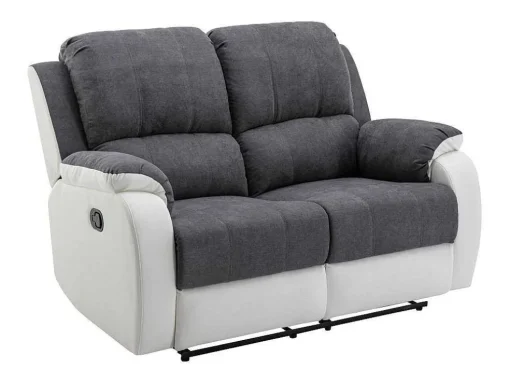 Tweezits-Relaxbank Van Microvezel En Grijs En Wit Kunstleer Brody