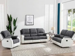 Tweezits-Relaxbank Van Microvezel En Grijs En Wit Kunstleer Brody