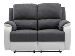 Tweezits-Relaxbank Van Microvezel En Grijs En Wit Kunstleer Brody