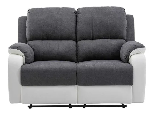 Tweezits-Relaxbank Van Microvezel En Grijs En Wit Kunstleer Brody