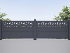 Uitbreiding Voor Het Hek H89 X L178,3 Cm In Donkergrijs Aluminium Met Motieven - Bazio