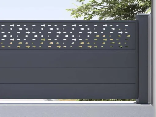 Uitbreiding Voor Het Hek H89 X L178,3 Cm In Donkergrijs Aluminium Met Motieven - Bazio