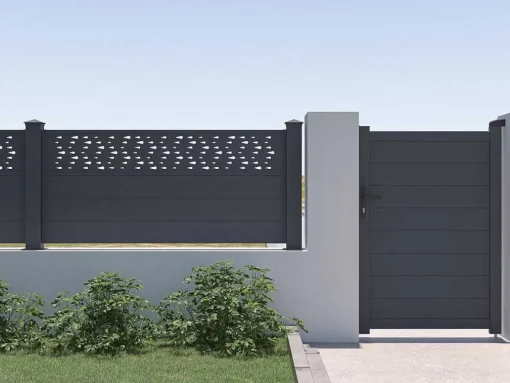 Uitbreiding Voor Het Hek H89 X L178,3 Cm In Donkergrijs Aluminium Met Motieven - Bazio