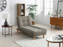 Uitklapbare Chaise Longue Van Taupegrijze Stof Esteban