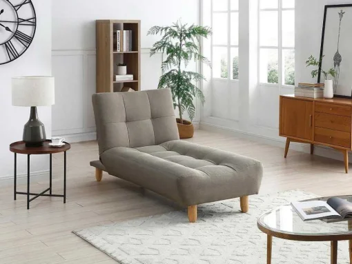 Uitklapbare Chaise Longue Van Taupegrijze Stof Esteban