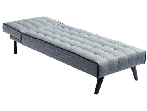 Uitklapbare Chaise Longue Bayou Van Stof - Grijs En Zwarte Paspel