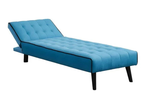 Uitklapbare Chaise Longue Bayou Van Stof - Blauw En Zwarte Paspel