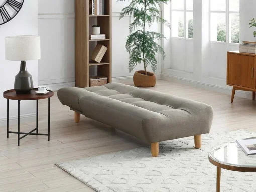 Uitklapbare Chaise Longue Van Taupegrijze Stof Esteban