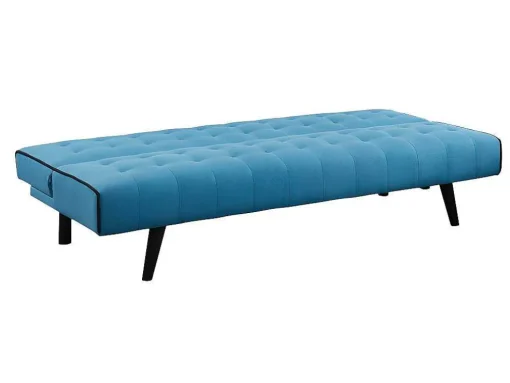 Uitklapbare Driezits-Bedbank Bayou Van Stof - Blauw En Zwarte Paspel