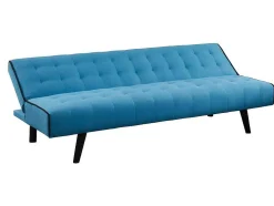 Uitklapbare Driezits-Bedbank Bayou Van Stof - Blauw En Zwarte Paspel