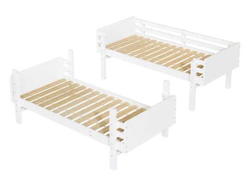Uitneembaar Stapelbed 2 X 90 X 190 Cm Met Ladder - Massief Hout - Wit