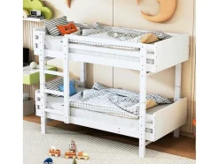 Uitneembaar Stapelbed 2 X 90 X 190 Cm Met Ladder - Massief Hout - Wit