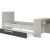 Uitschuifbaar Bed 90 X 200 En 90 X 190 Cm - Met Bureau - Kleur: Naturel En Antraciet + Matras + Bedbodem - Vouani