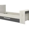 Uitschuifbaar Bed 2 X 90 X 200 Cm - Met Bureau - Kleur: Naturel En Antraciet + Bedbodem - Vouani