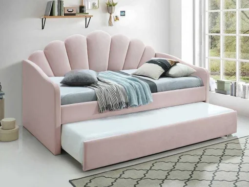 Uitschuifbaar Bed 2 X 90 X 190 Cm - Velours - Roze - Elusia