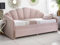 Uitschuifbaar Bed 2 X 90 X 190 Cm - Velours - Roze - Elusia