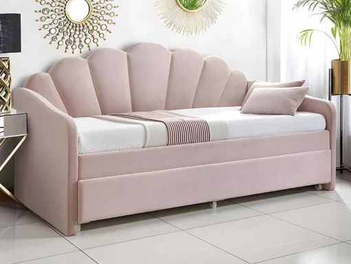 Uitschuifbaar Bed 2 X 90 X 190 Cm - Velours - Roze - Elusia