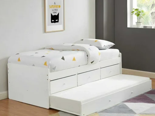 Uitschuifbaar Bed Titouan Met 3 Lades - 90X190Cm - Mdg En Dennenhout - Wi