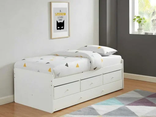 Uitschuifbaar Bed Titouan Met 3 Lades - 90X190Cm - Mdg En Dennenhout - Wi