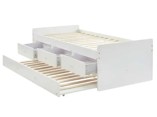 Uitschuifbaar Bed Titouan Met 3 Lades - 90X190Cm - Mdg En Dennenhout - Wi