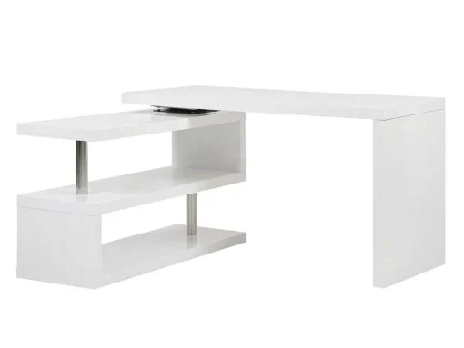 Uitschuifbaar Bureau Nicephore Ii - Wit Gelakt Mdf - Draaiend Blad 360°