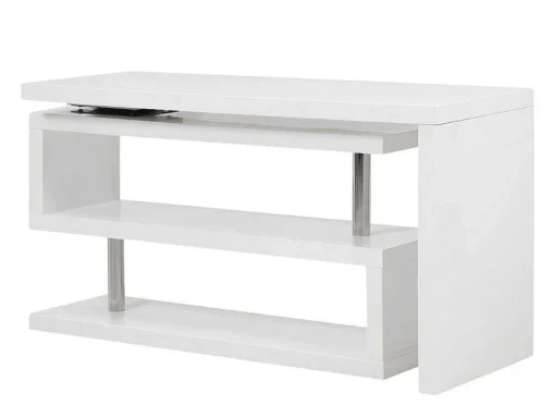 Uitschuifbaar Bureau Nicephore Ii - Wit Gelakt Mdf - Draaiend Blad 360°
