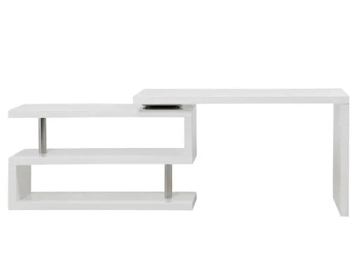 Uitschuifbaar Bureau Nicephore Ii - Wit Gelakt Mdf - Draaiend Blad 360°