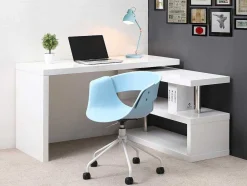 Uitschuifbaar Bureau Nicephore Ii - Wit Gelakt Mdf - Draaiend Blad 360°