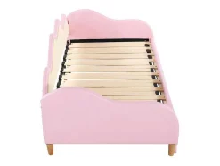 Uitschuifbaar Onderschuifbed 90(180)X190 Cm - In Kunstleer - Met Led-Verlichting En Lattenbodem - Roze