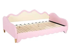 Uitschuifbaar Onderschuifbed 90(180)X190 Cm - In Kunstleer - Met Led-Verlichting En Lattenbodem - Roze