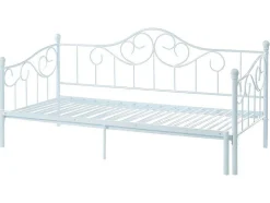 Uitschuifbare Bedbank Sebille - Metaal - 2 X 90 X 200 Cm Of 180 X 200 Cm - Wit - Optie Matras