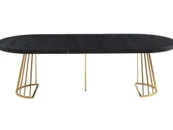 Uitschuifbare Eettafel 2 Tot 12 Plaatsen Van Mdf En Staal - Zwart En Goud - Firela