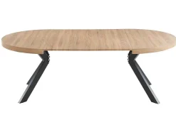 Uitschuifbare Eettafel 4 Tot 8 Plaatsen Van Mdf En Staal - Naturel En Zwart - Komoni