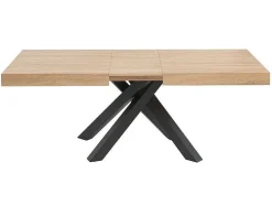 Uitschuifbare Eettafel 6 Tot 10 Plaatsen Van Mdf En Hevea - Naturel En Zwart - Catonav