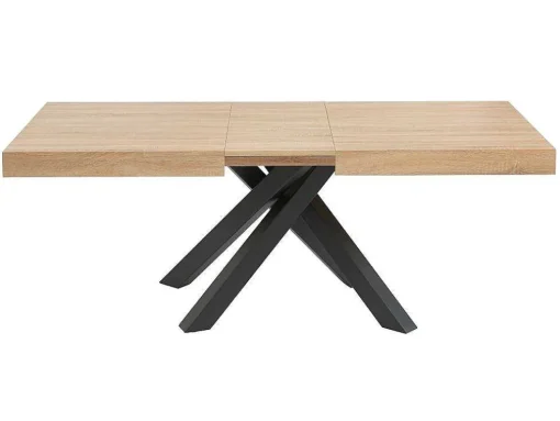 Uitschuifbare Eettafel 6 Tot 10 Plaatsen Van Mdf En Hevea - Naturel En Zwart - Catonav
